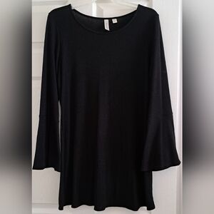 Tacera Black Relaxed Midi Dress